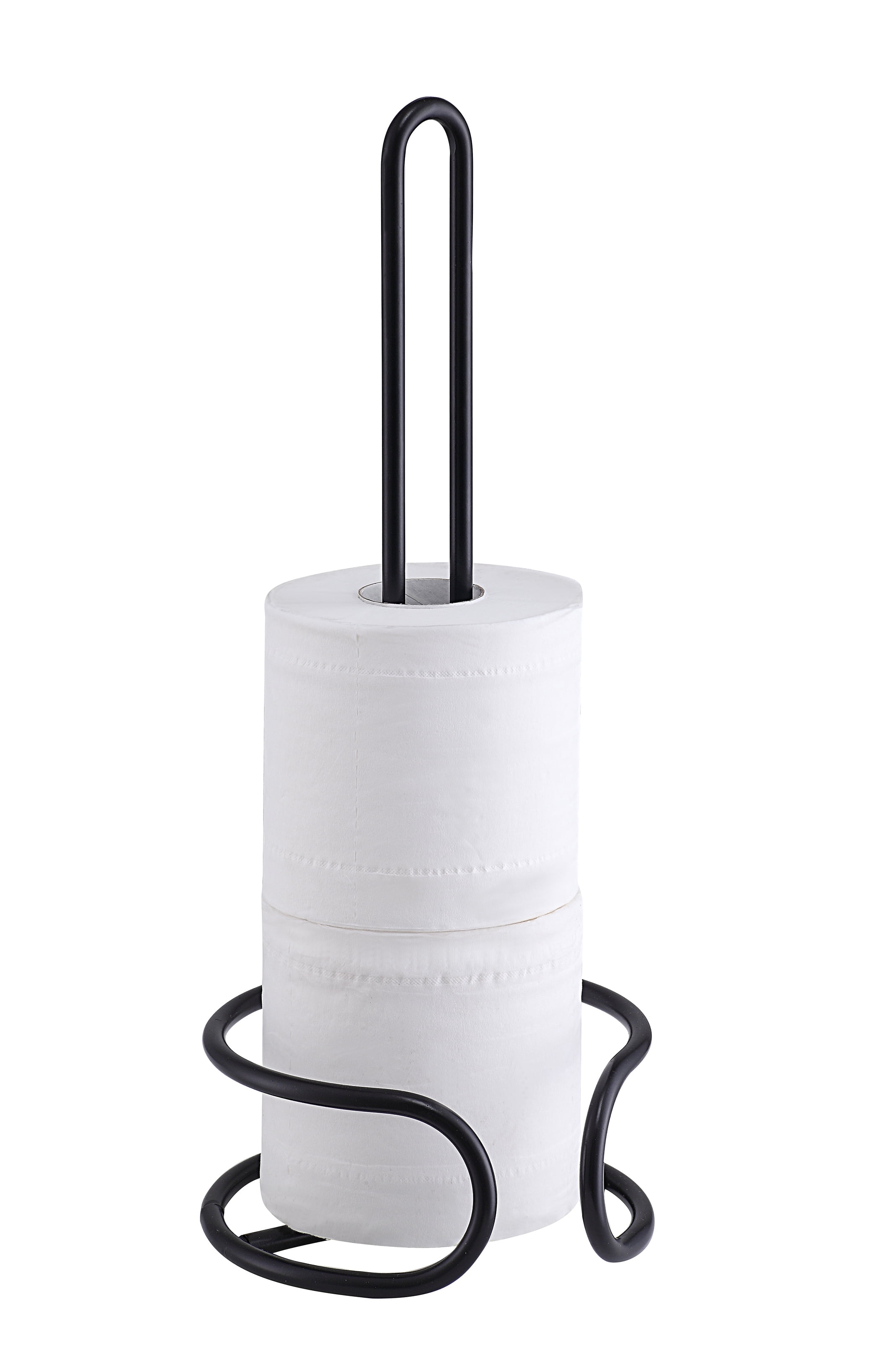 Black Heavy Gauge Wire Bathroom Toilet Paper Roll Holder Stand