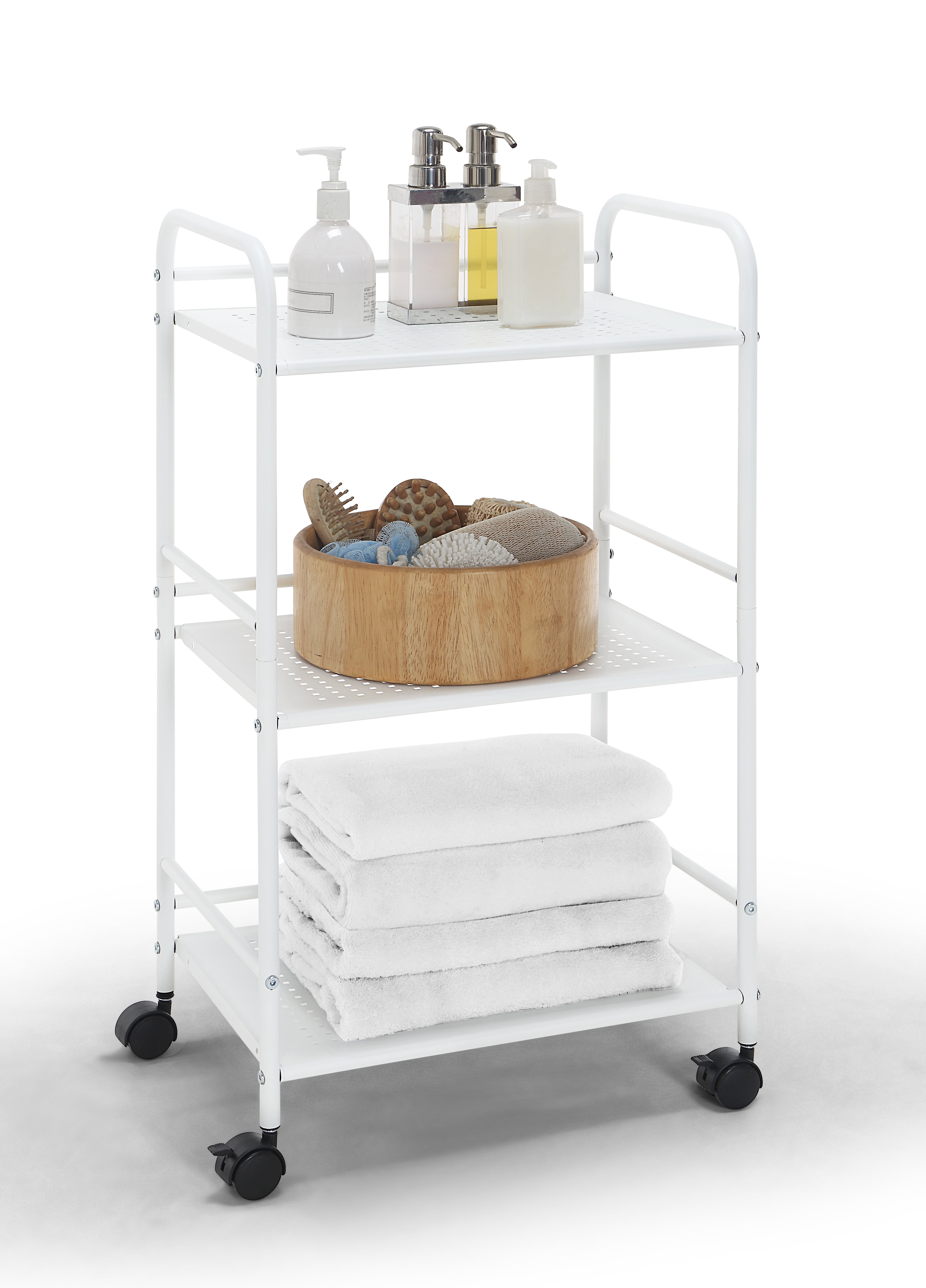 SunnyPoint 3-Tier Delicate Compact Rolling Metal Storage Organizer - Mobile  Utility Cart Kitchen/Under Desk Cart with Caster Wheels (Turq, Compact