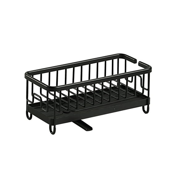 SunnyPoint Never Rust Aluminum Utensil, Sink Cleaning Tools Holder for Kitchen Sink with Drain Board; Dish Wand, Sponge, Soap Dispenser, Utensil Organizer Caddy (BLK)