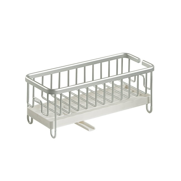 SunnyPoint Never Rust Aluminum Utensil, Sink Cleaning Tools Holder for Kitchen Sink with Drain Board; Dish Wand, Sponge, Soap Dispenser, Utensil Organizer Caddy (SIL)