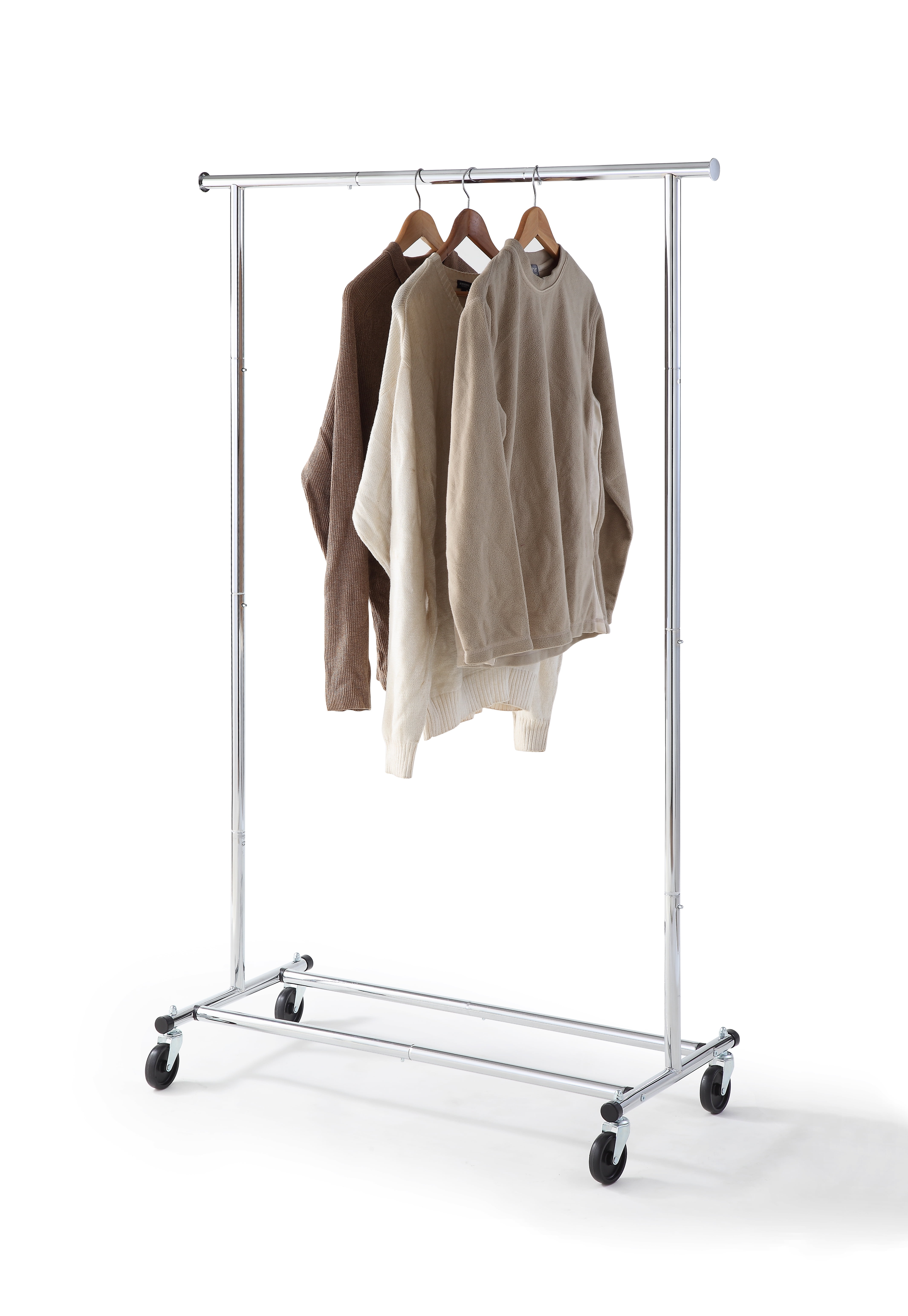 Heavy Duty Chrome Portable Clothing Garment Rack with Wheels