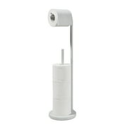 SunnyPoint Toilet Tissue Paper Roll Holder Round Base Stand with Reserve (WHT)