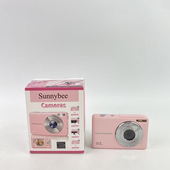 Sunnybee Cameras,Digital Camera, 2026 Upgraded FHD 1080P Digital Camera for Kids with 16X Zoom, Flashlight, 32GB Card, 44MP Point and Shoot Camera Compact Small Digital Camera for Teens - Pink