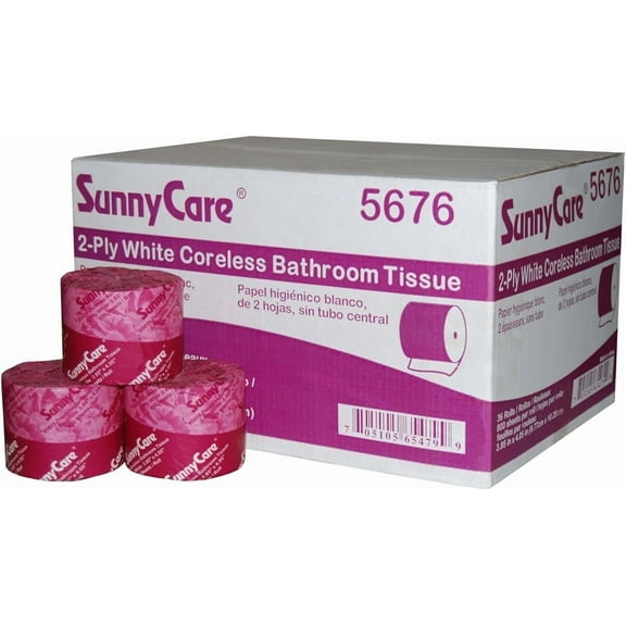 Sunnycare Two-ply White Coreless Bathroom Tissue 3.85in W x 4.05in L ; 36 Rolls/case