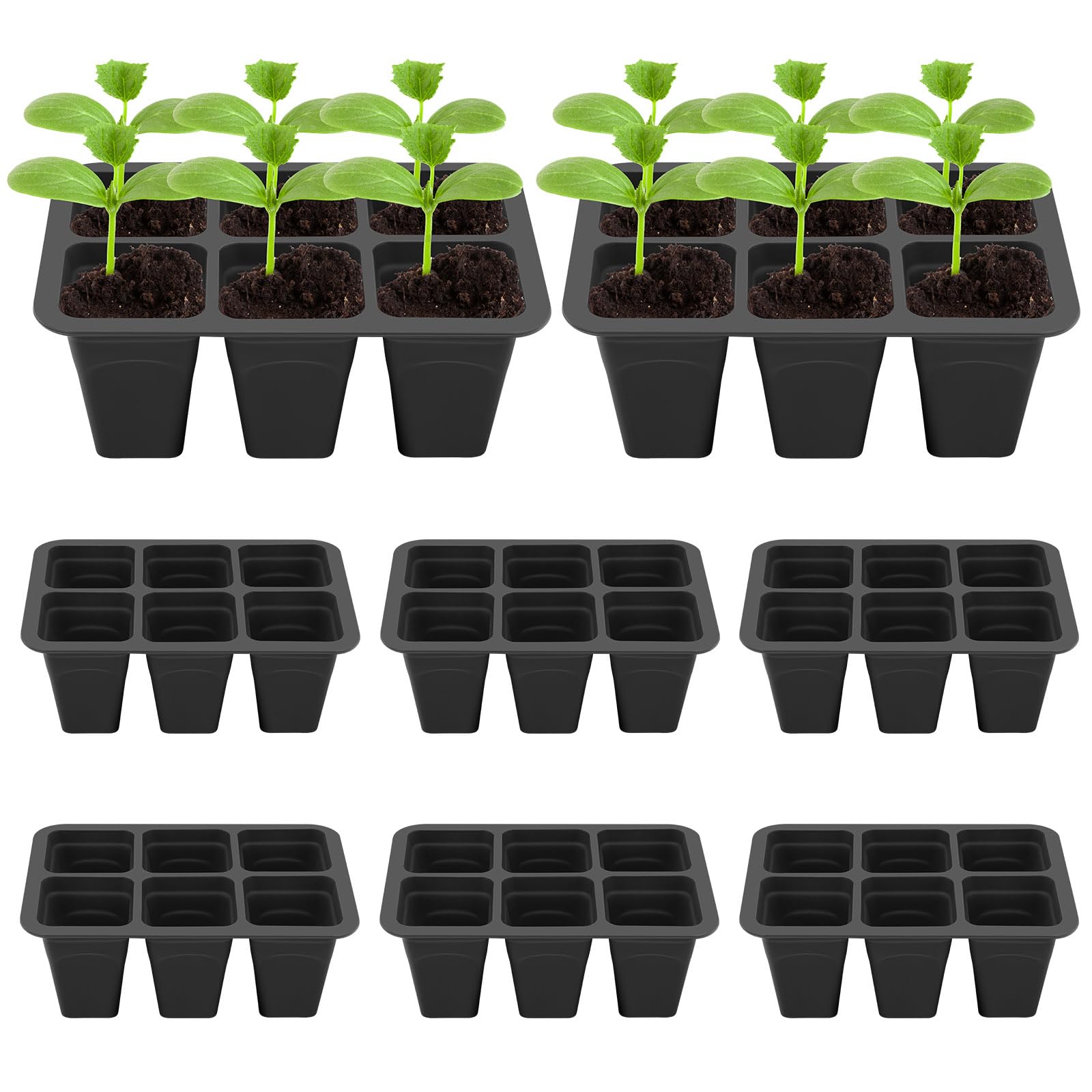 Indoor Gardening Trays 3-Pack Silicone Seed Starter Trays - 6 Cell ...