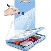 Sunnyclip Dry Erase Clipboard with Storage - Holds 200  Sheets, Letter Size with Pen Holder for Coaches, Nurses, Truck Drivers (Aqua Blue)
