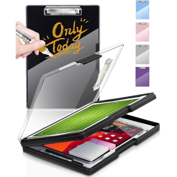 Sunnyclip Dry Erase Clipboard with Storage - Holds 200+ Sheets, Letter Size with Pen Holder for Coaches, Nurses, Truck Drivers (Aqua Blue)