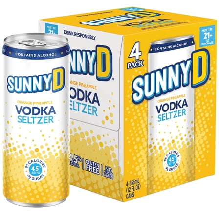 Sunny D Orange Pineapple Cocktail, 4 Pack 12 fl oz Cans, 4.5% ABV