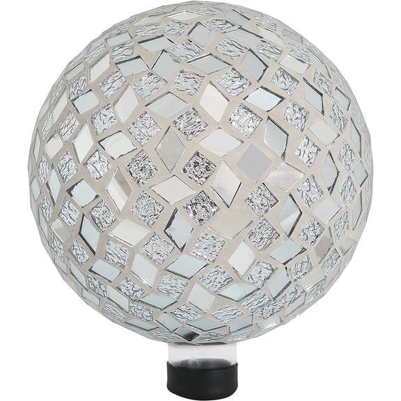 Sunnydaze 10-Inch Gazing Ball for Garden - Glass Gazing Globe for Outside - Outdoor Garden Orb for Backyard or Front Lawn Decor - Mirrored Diamond