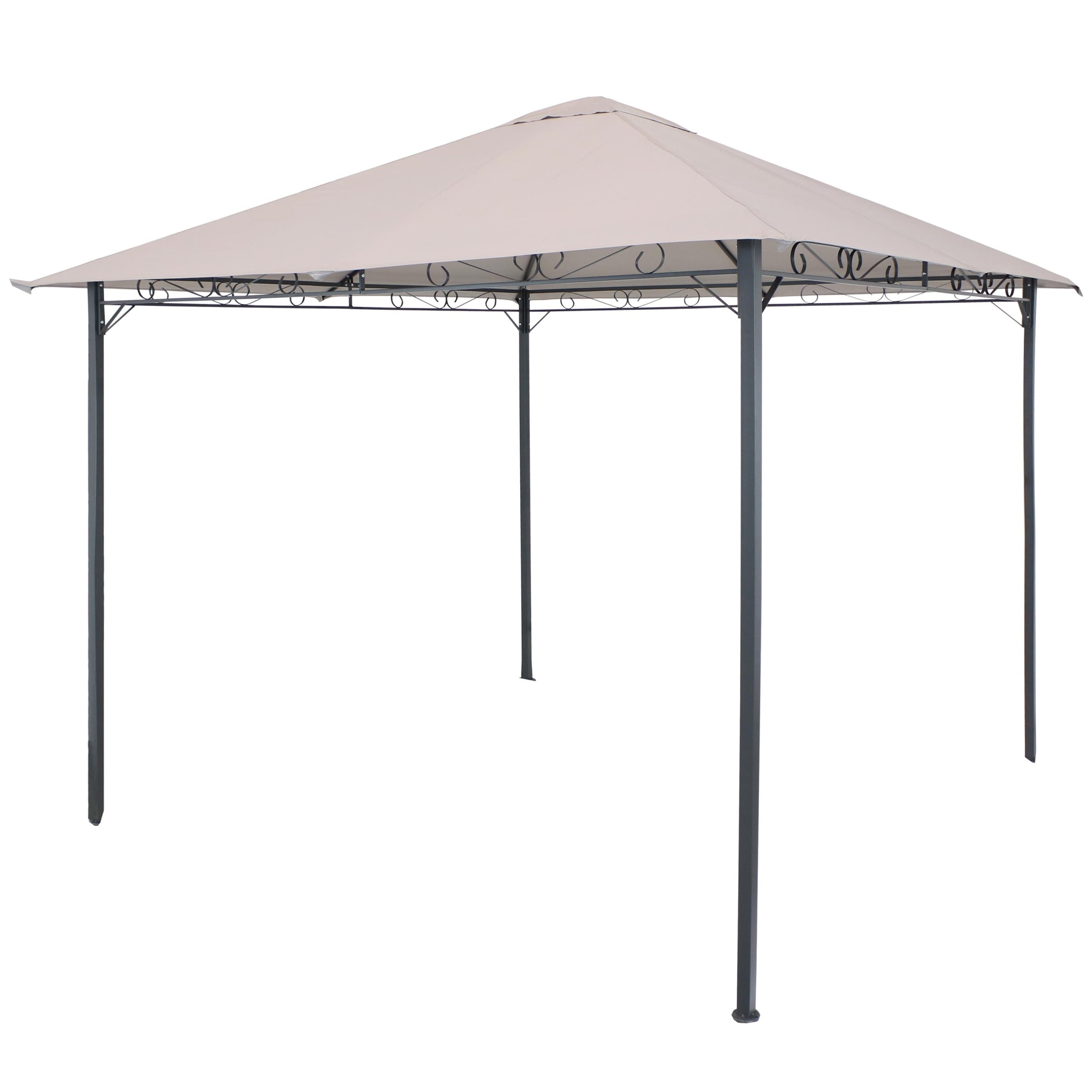Gray 10' x 10' Steel Gazebo with Weather-Resistant Polyester Top