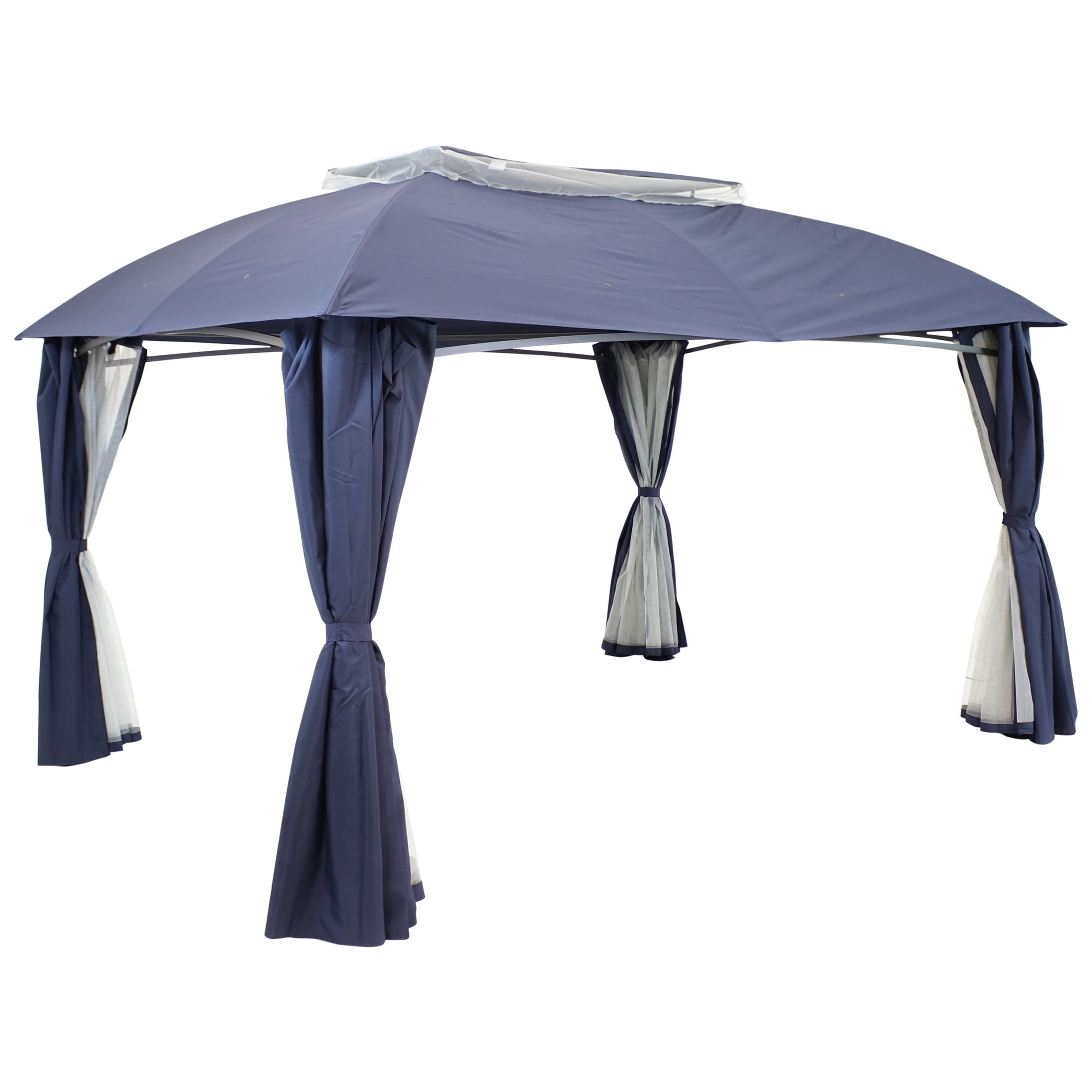 Navy Steel Frame Square Patio Gazebo with Polyester Roof