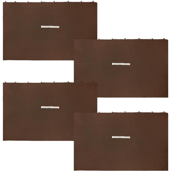 Sunnydaze 103" x 80.25" 4-Piece Gazebo Sidewall Set, Brown Polyester Curtains