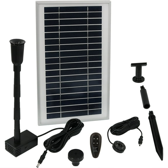 Sunnydaze 105 GPH Solar Pump for Outdoor Fountains with Battery Pack and 55" Lift