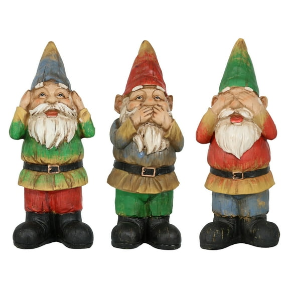 Sunnydaze 11.5" Three Wise Garden Gnomes Outdoor Lawn Statue (3 Count)