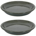 thumbnail image 1 of Sunnydaze 11.75" Round Gray Ceramic Outdoor Flower Pot Saucer 2-Count, 1 of 11