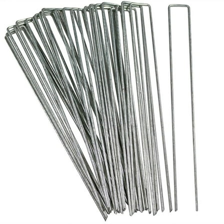 Sunnydaze 12" Galvanized Steel Garden Landscape Staples (25 Pack)