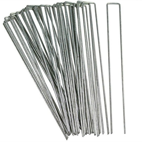 Sunnydaze 12" Galvanized Steel Garden Landscape Staples (25 Pack)