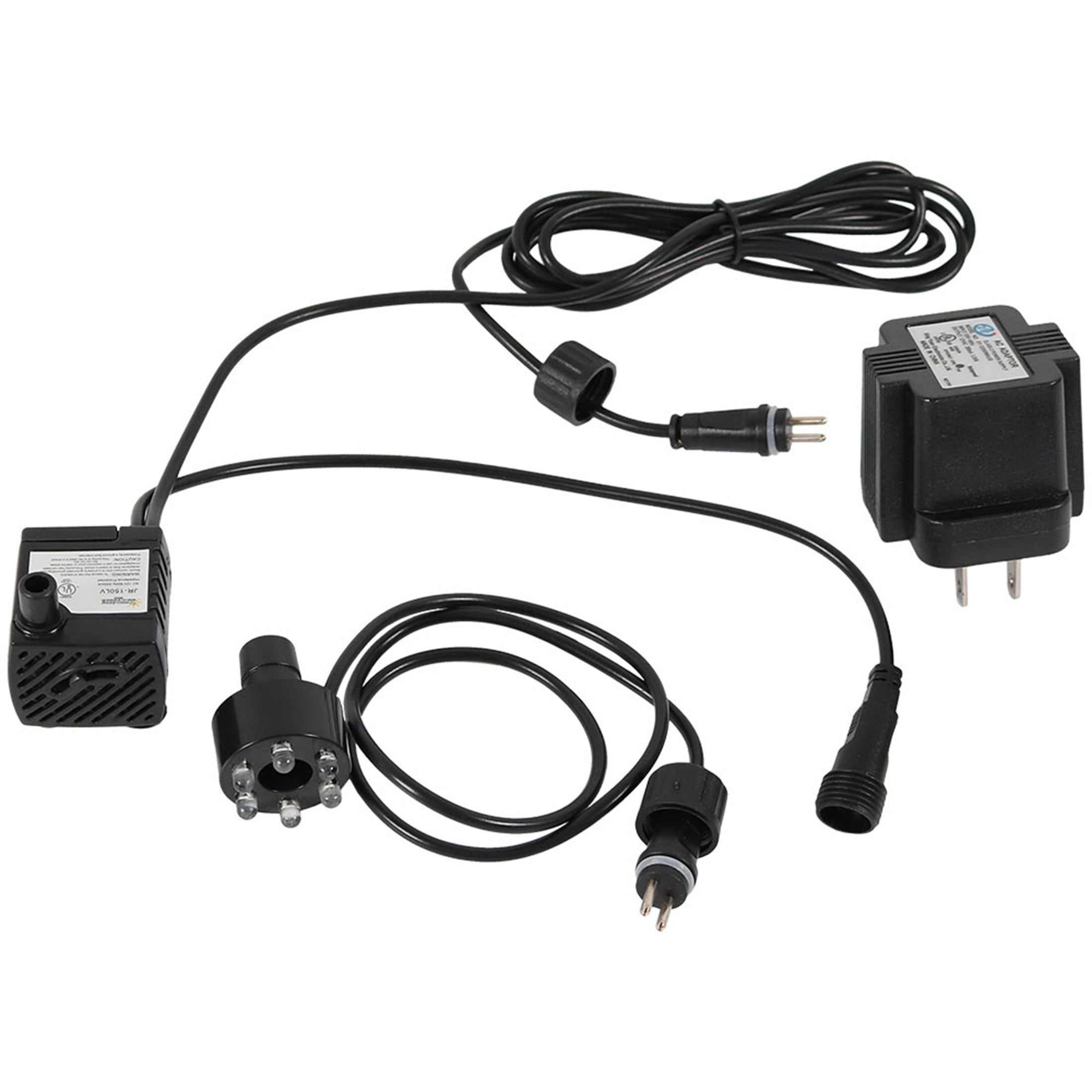 Compact Black Electric Fountain Pump with White LED Light Ring