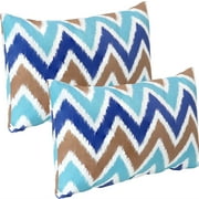 Sunnydaze 12" x 20" Chevron Bliss Polyester Lumbar Outdoor Pillow Cover, 2 Count