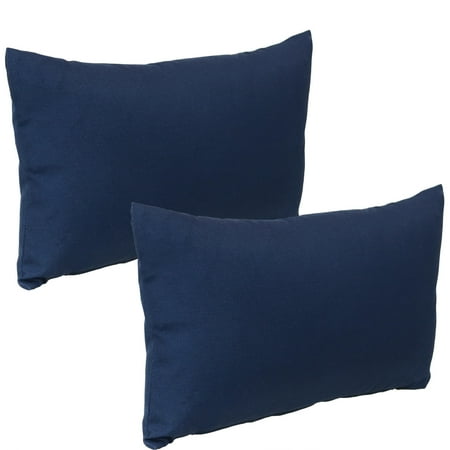 Sunnydaze 12" x 20" Navy Polyester Lumbar Decorative Throw Pillow, 2 Count