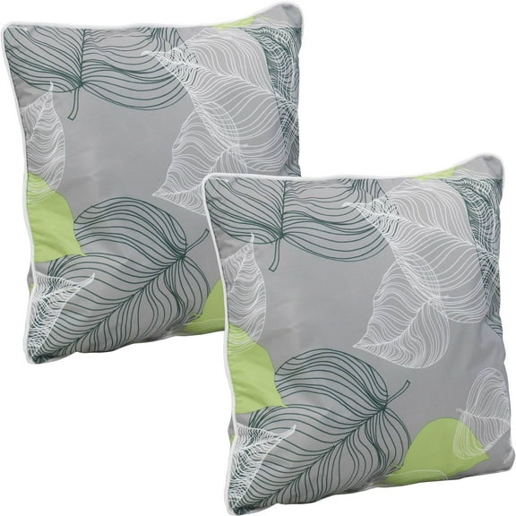 Sunnydaze 16" x 16" Lush Foliage Polyester Square Outdoor Throw Pillows, 2 Count