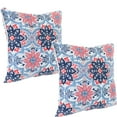 thumbnail image 1 of Sunnydaze 16" x 16" Red and Blue Floral Polyester Square Outdoor Throw Pillows, 2 Count, 1 of 7