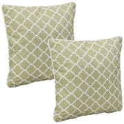 Sunnydaze 16 x 16 Tan and White Lattice Polyester Square Outdoor Throw Pillows, 2 Count