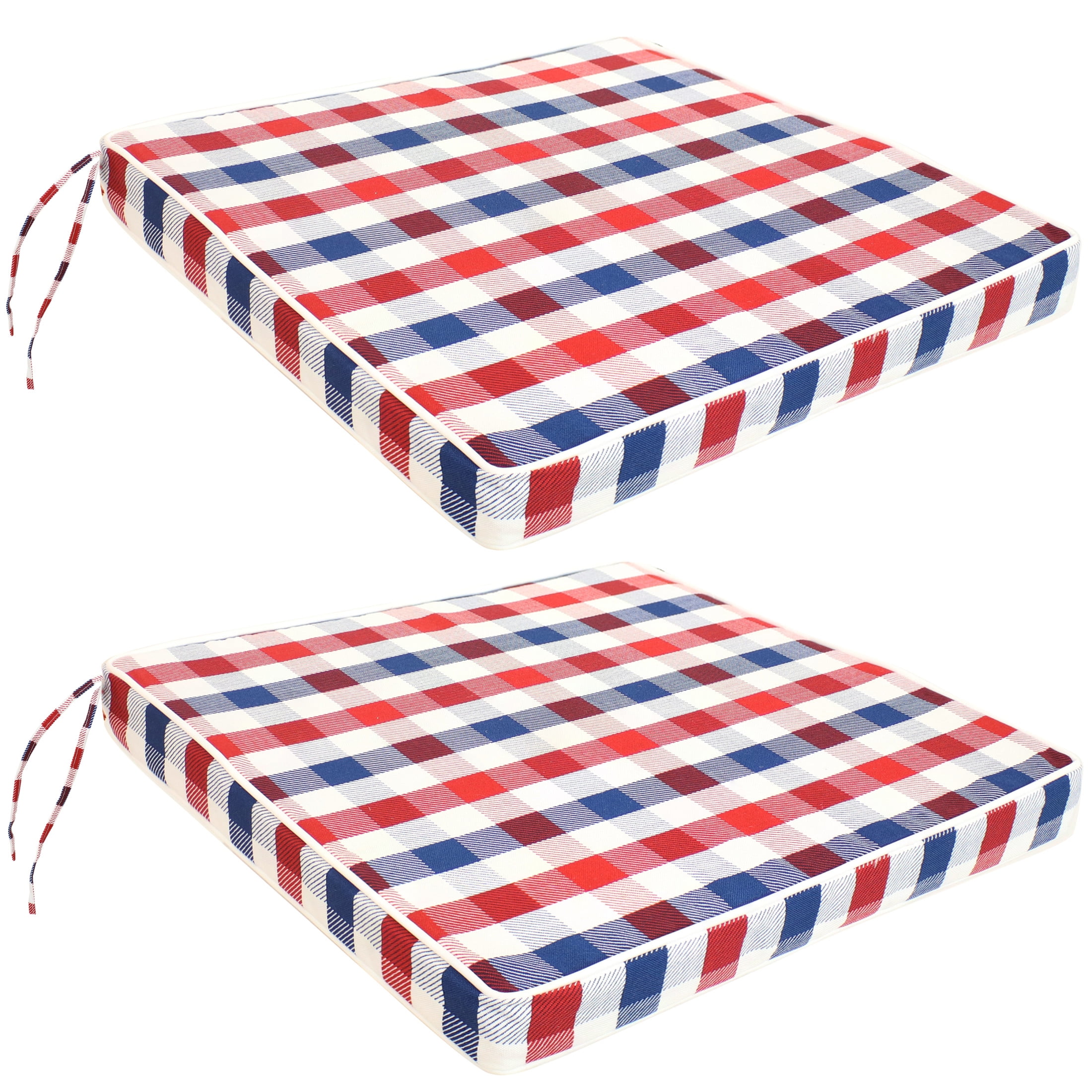 Americano Plaid 17" Square Indoor/Outdoor Polyester Seat Cushions, 2-Pack