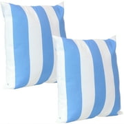 Sunnydaze 17" x 17" Beach-Bound Stripe Polyester Square Outdoor Decorative Pillow Cover, 2 Count