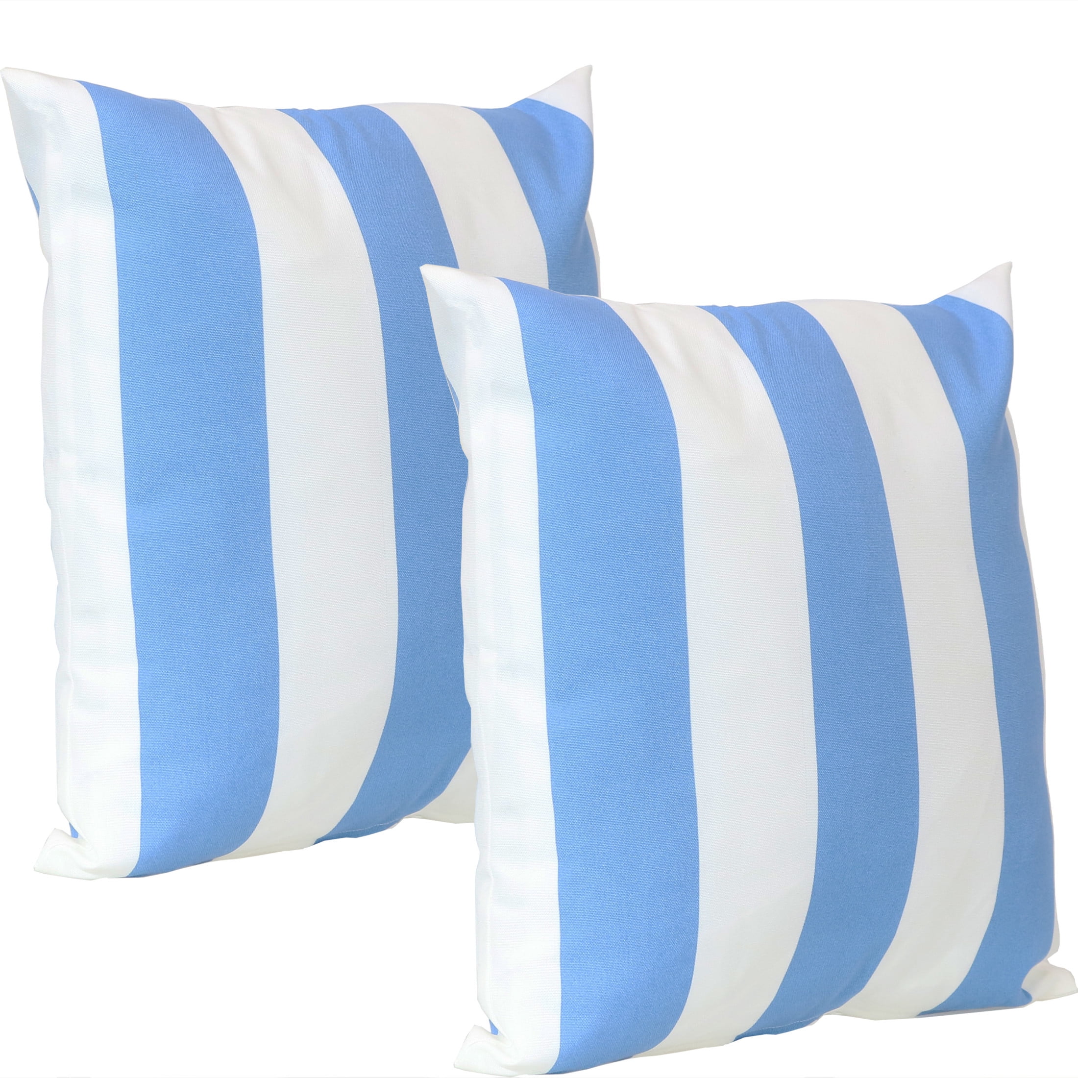 Sunnydaze 17" x 17" Beach-Bound Stripe Polyester Square Outdoor Throw Pillow, 2 Count