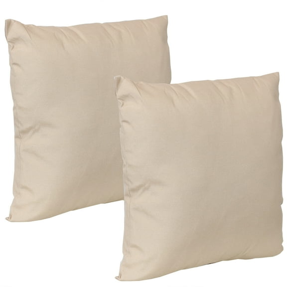 Sunnydaze 17" x 17" Beige Polyester Square Decorative Outdoor Throw Pillows, 2 Count