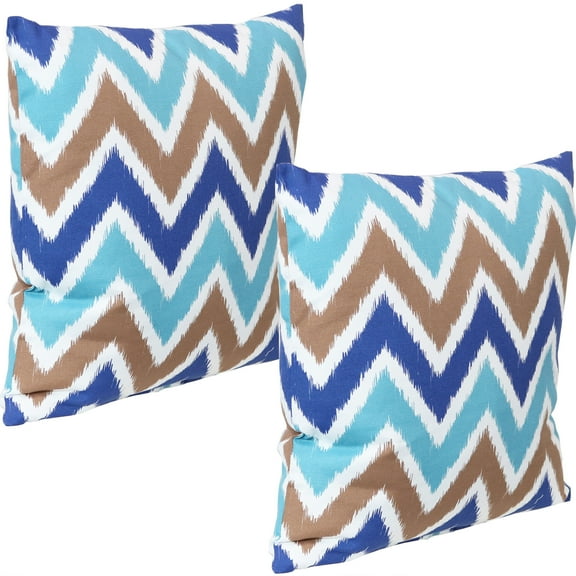 Sunnydaze 17" x 17" Chevron Bliss Polyester Square Outdoor Pillow Cover, 2 Count