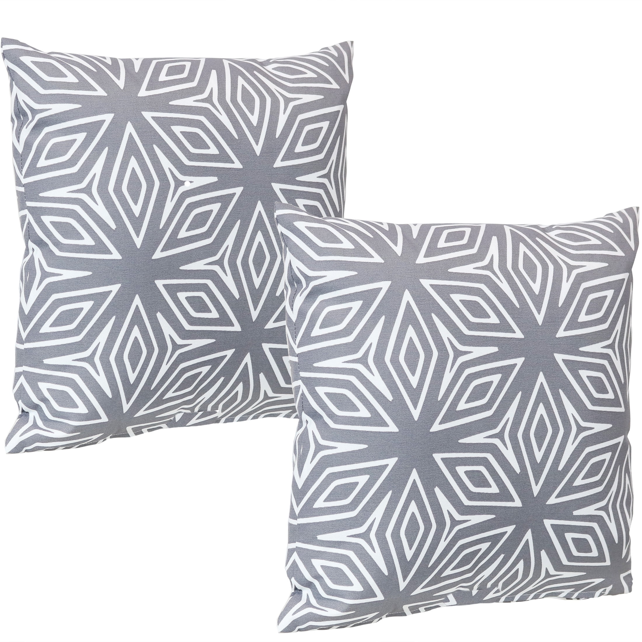 Gray Geometric 17" Square Indoor/Outdoor Throw Pillow Set