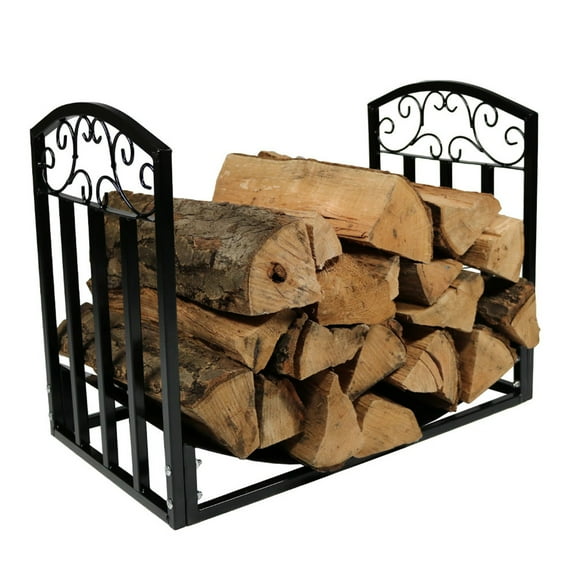 Sunnydaze 18.25" Decorative Indoor or Outdoor Powder-Coated Steel Firewood Log Holder
