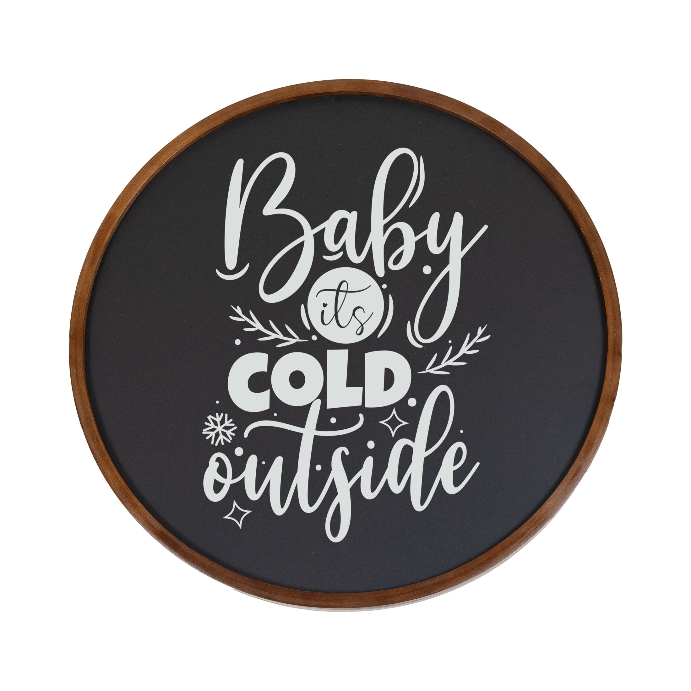 Rustic Brown Round Magnetic Chalkboard with Pine Wood Frame