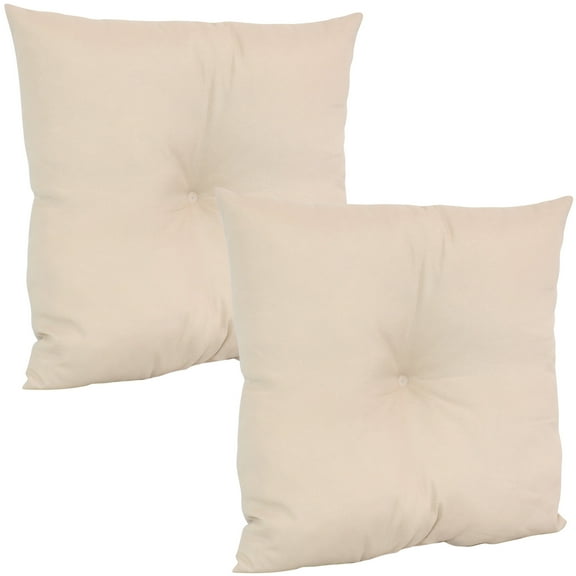 Sunnydaze 19" x 19" Beige Polyester Square Outdoor Decorative Throw Pillow, 2 Count
