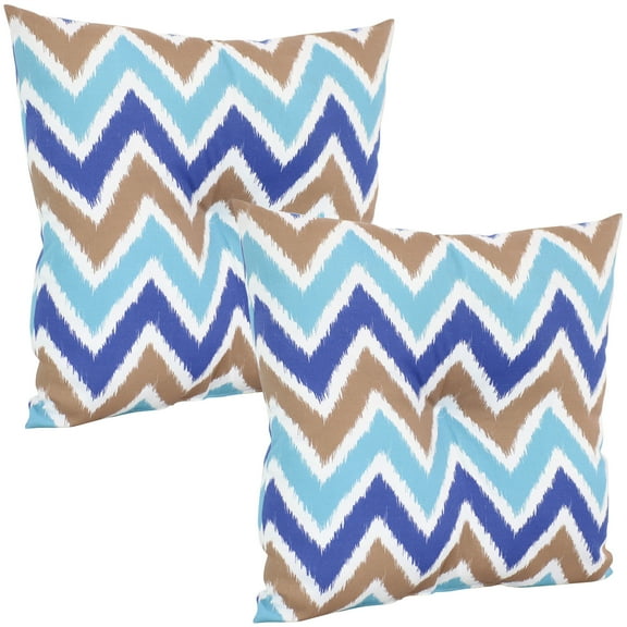 Sunnydaze 19" x 19" Chevron Bliss Polyester Square Decorative Outdoor Throw Pillow, 2 Count