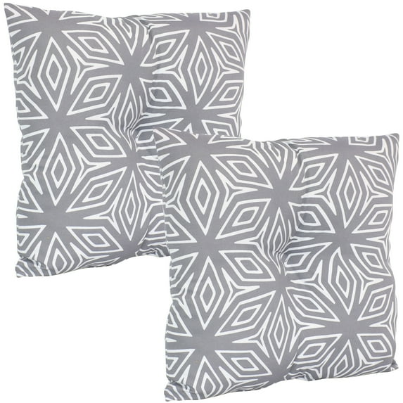 Sunnydaze 19" x 19" Gray Geometric Polyester Square Outdoor Decorative Throw Pillow, 2 Count