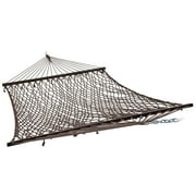 Sunnydaze 2-Person Cotton Rope Spreader Bar Hammock, 450 lb Capacity - Brown