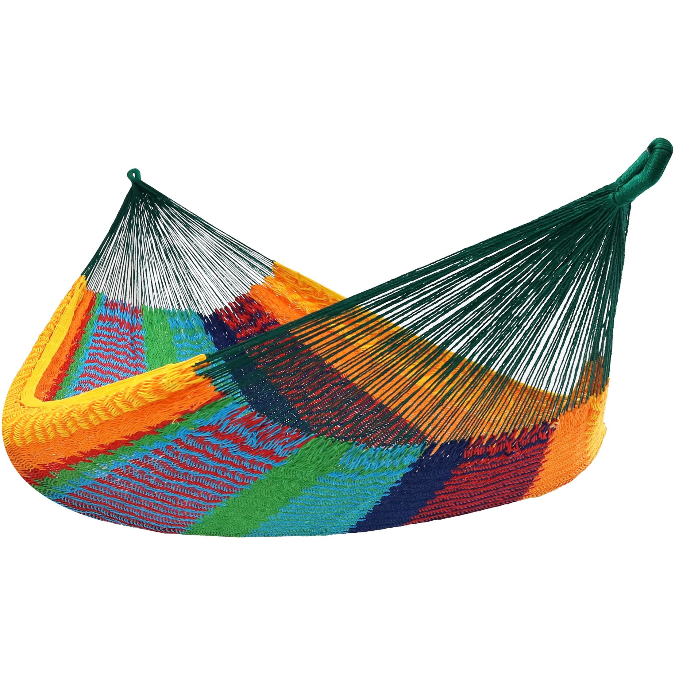 Sunnydaze 2-Person Cotton and Nylon Mayan Family Hammock, 625 lb Capacity - Multicolor