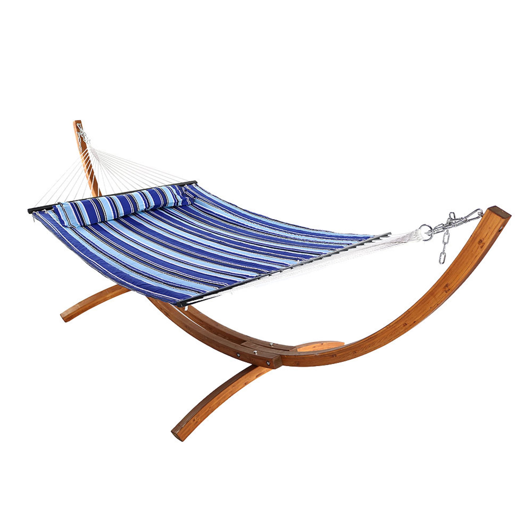 Sunnydaze 2-Person Polyester Spreader Bar Hammock with Stand, 400 lb Capacity - Catalina Beach