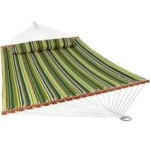 Sunnydaze 2-Person Quilted Fabric Double Hammock with Pillow - Melon Stripe