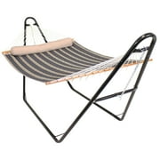 Sunnydaze 2-Person Quilted Polyester Hammock with Stand, 450 lb Capacity - Mountainside