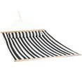thumbnail image 1 of Sunnydaze 2-Person Quilted Polyester Spreader Bar Hammock, 450 lb Capacity - Black and White Stripe, 1 of 11