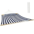 thumbnail image 1 of Sunnydaze 2-Person Quilted Polyester Spreader Bar Hammock, 450 lb Capacity - Blue and White Stripe, 1 of 8