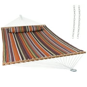 Sunnydaze 2-Person Quilted Polyester Spreader Bar Hammock, 450 lb Capacity - Canyon Sunset