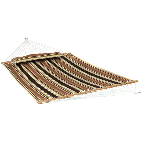 Sunnydaze 2-Person Quilted Polyester Spreader Bar Hammock, 450 lb Capacity - Sandy Beach