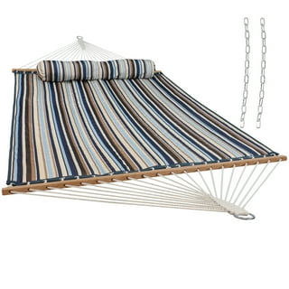 Sunnydaze 2-Person Quilted Polyester Spreader Bar Hammock, 450 lb - Ocean Isle