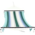 thumbnail image 1 of Sunnydaze 2-Person Quilted Polyester Spreader Bar Hammock, 600 lb Capacity - Lagoon Stripes, 1 of 12