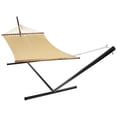 thumbnail image 1 of Sunnydaze 2-Person Soft Spun Polyester Rope Hammock with Stand, 400 lb Capacity - Tan, 1 of 8